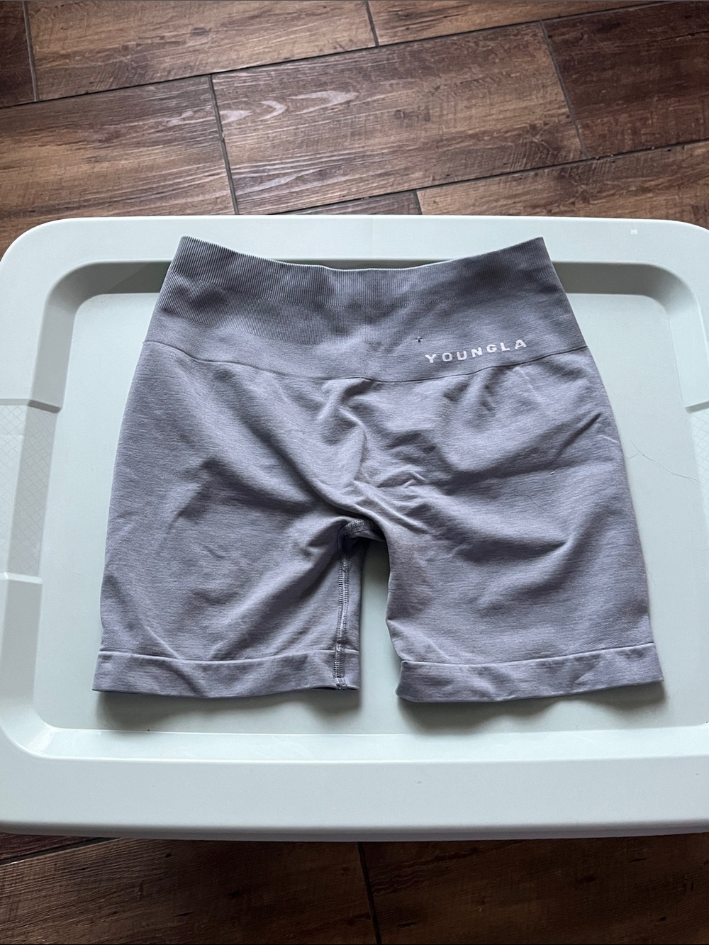 YoungLA Women's Light Gray High-Waist Bike Shorts